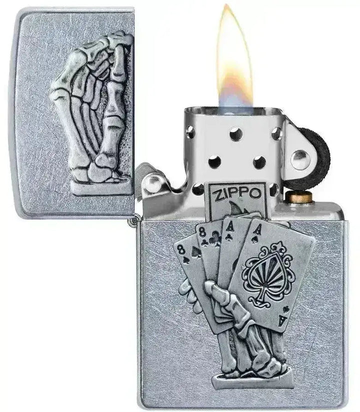 Zippo Lighter - 3D Dead Mans Hand Design - Game-On.no