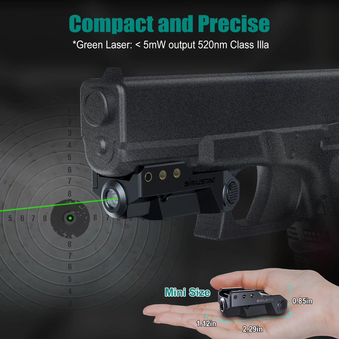 Micro Laser Vert pour Armes - 21mm <tc>Rail</tc> - Rechargeable