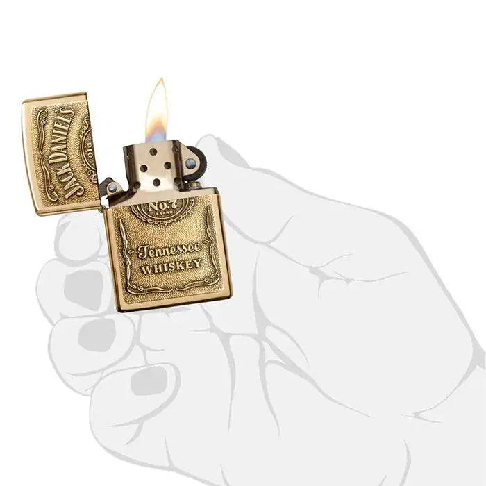 Briquet Zippo - Logo Jack Daniels - Briquet couleur laiton