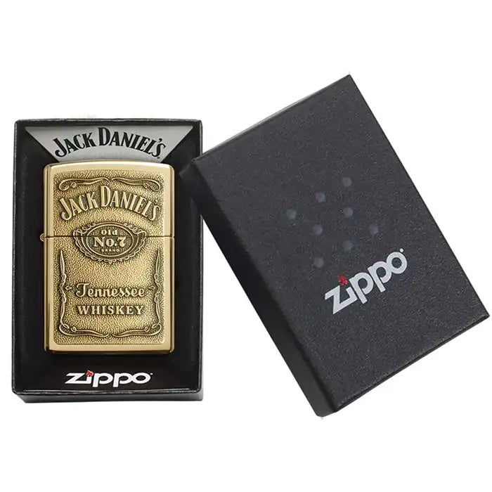 Briquet Zippo - Logo Jack Daniels - Briquet couleur laiton