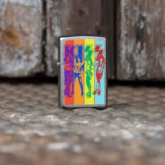 Zippo - KISS "Striped" Design - Briquet Street Chrome