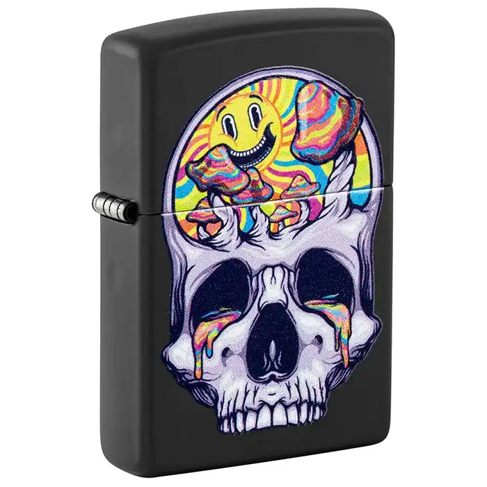 Briquet Zippo - Blacklight Skull Design - Briquet noir mat