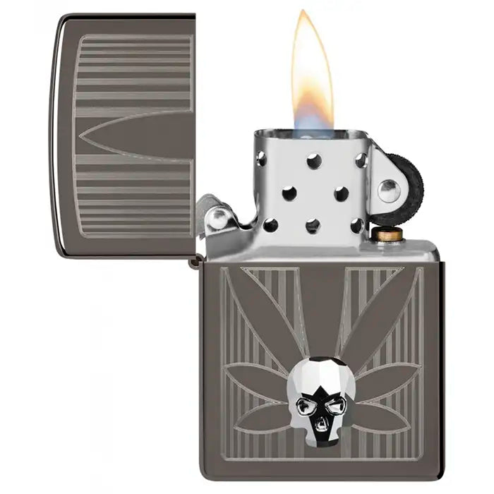 Briquet Zippo - Cannabis et crâne 3D