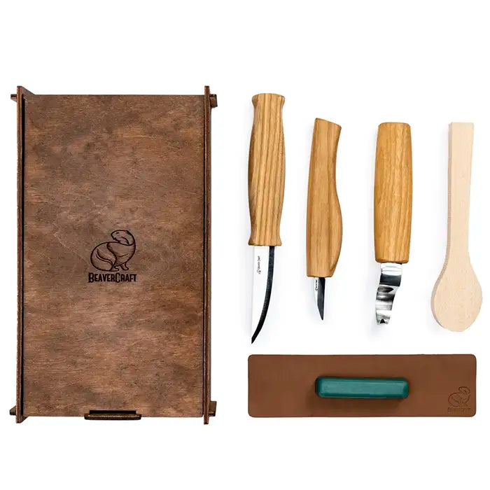 Coffret à découper le bois dans un coffret cadeau - Couteau d'office