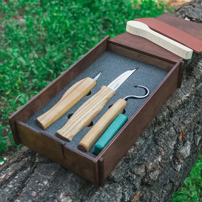 Coffret à découper le bois dans un coffret cadeau - Couteau d'office