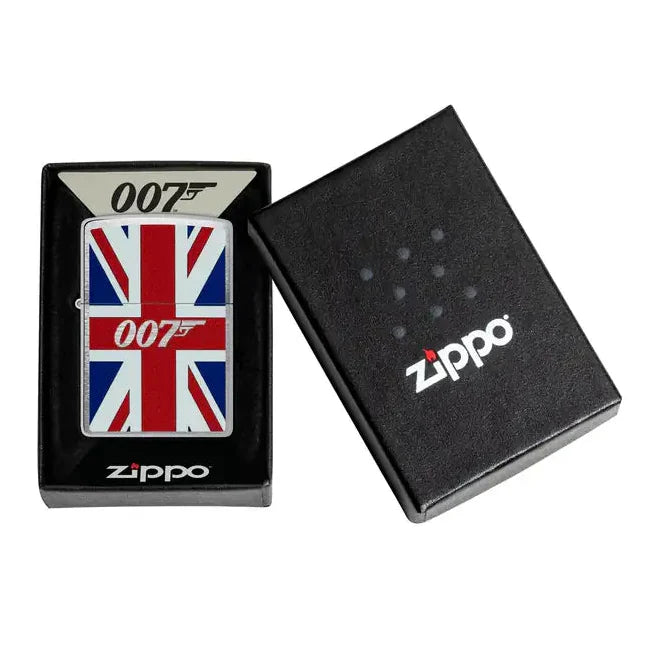 Zippo - James Bond Union Jack Motif - Briquet Chrome Brossé