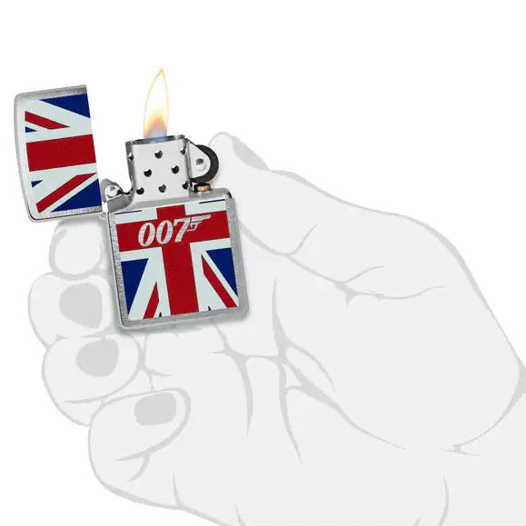 Zippo - James Bond Union Jack Motif - Briquet Chrome Brossé