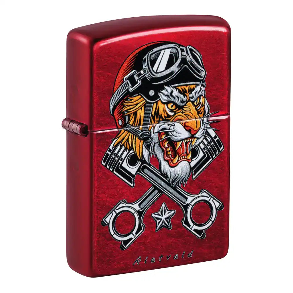 Zippo - Rietveld® Tiger Motif - Briquet Rouge Bonbon