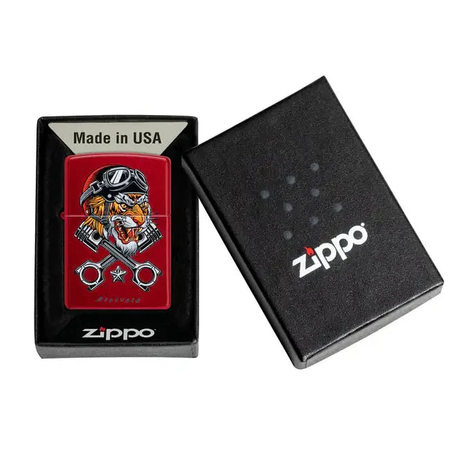 Zippo - Rietveld® Tiger Motif - Briquet Rouge Bonbon