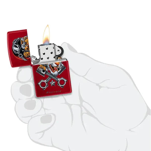 Zippo - Rietveld® Tiger Motif - Briquet Rouge Bonbon