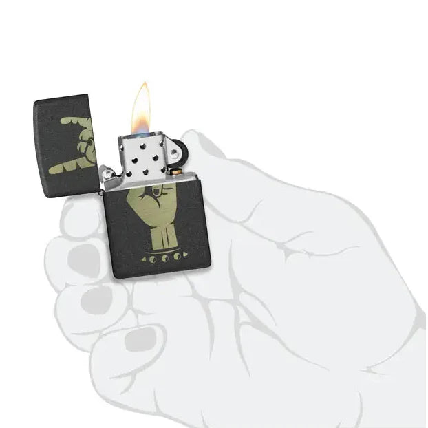 Zippo - Rock On Motif - Briquet Noir Craquelé