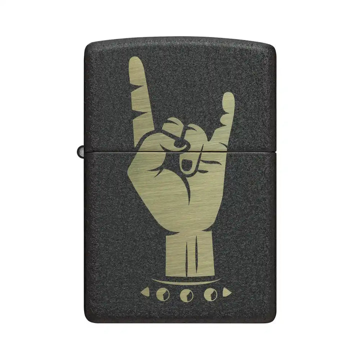 Zippo - Rock On Motif - Briquet Noir Craquelé