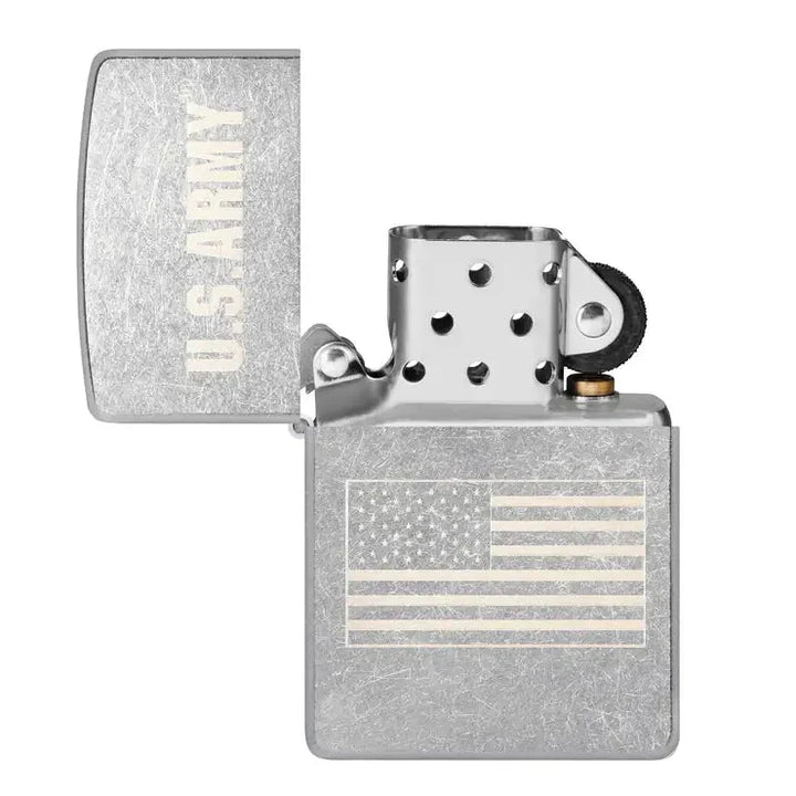 Zippo - U.S.  Briquet chromé de rue à motif drapeau de l'armée