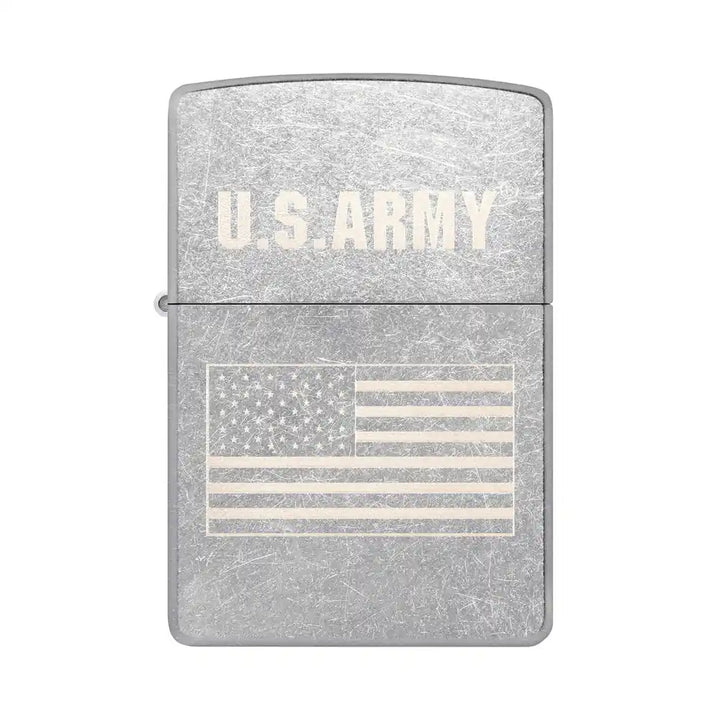 Zippo - U.S.  Briquet chromé de rue à motif drapeau de l'armée