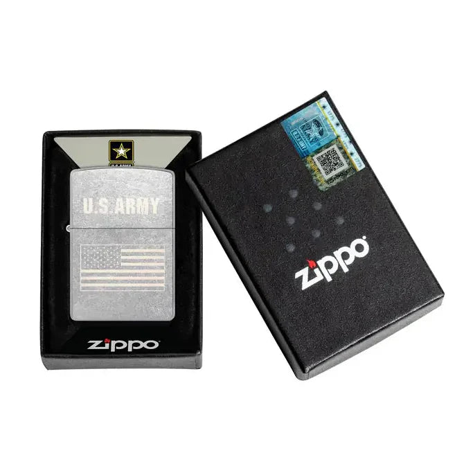 Zippo - U.S.  Briquet chromé de rue à motif drapeau de l'armée