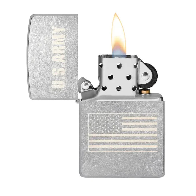 Zippo - U.S.  Briquet chromé de rue à motif drapeau de l'armée
