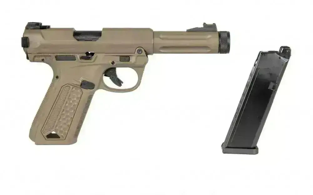 Action Army - AAP-01 Assassin Semi/Fullauto Softgun Pistol - Tan - Game-On.no