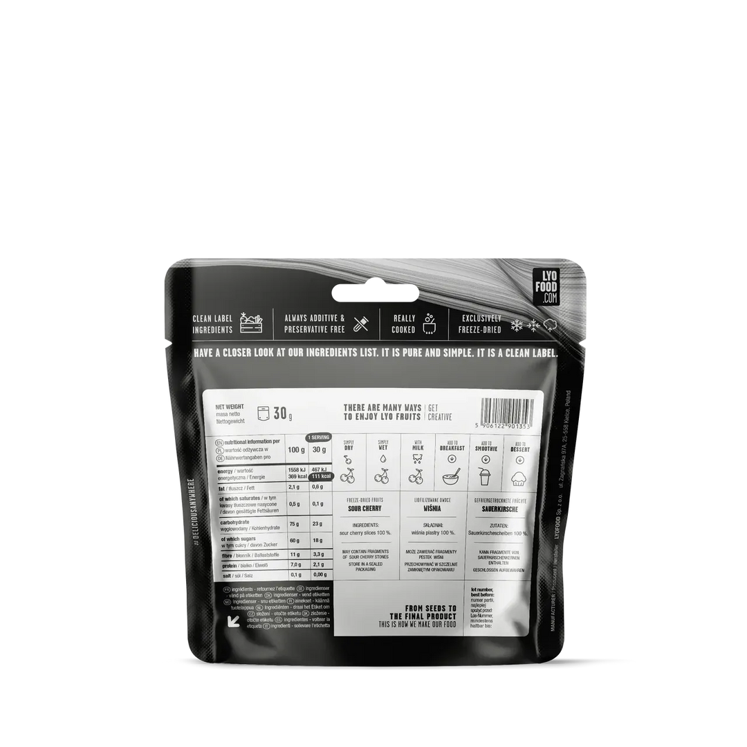 LYOFOOD Sour Cherry Slices – Frysetørkede surkirsebær uten tilsetninger - Game-On.no
