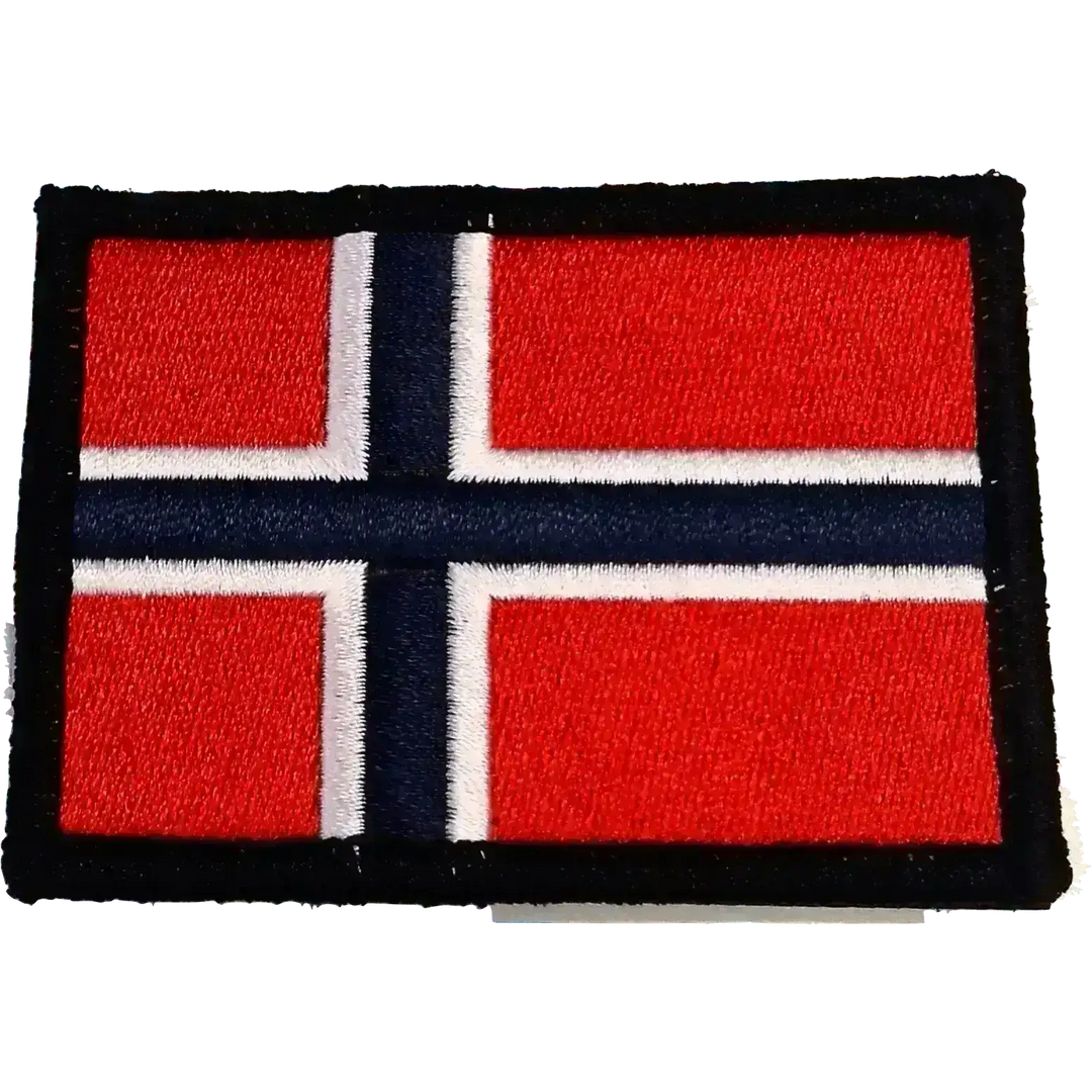 Patch - Brodert Norsk flagg med sort kant - Game-On.no