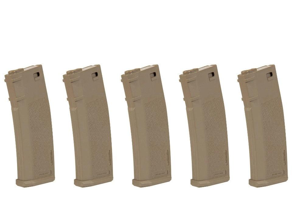 SA - 5stk S-Magasin til M4/M16 Airsoft - 125skudds Mid-Cap - Tan - Game-On.no