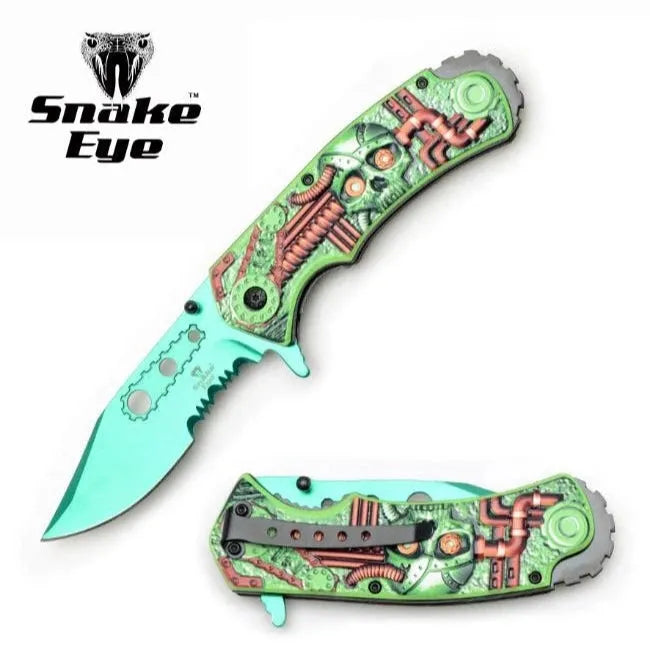 Couteau pliant tactique Fantasy Skull - Vert