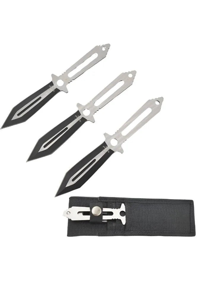 Ensemble de couteaux de lancer tactique Kunai - 3 pièces avec étui