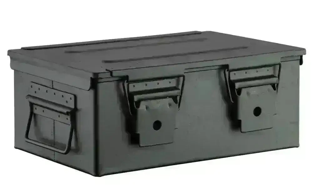 Stor Ammunisjonskasse - Grønn Metall Ammokasse - 33x22x13cm - Game-On.no