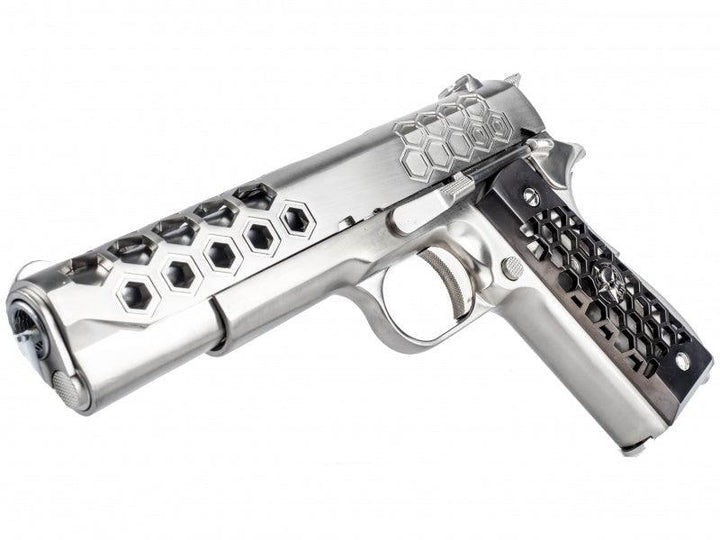 WE - 1911 Hex Style Silver - Gass Softgun med Blowback - gameon.eu