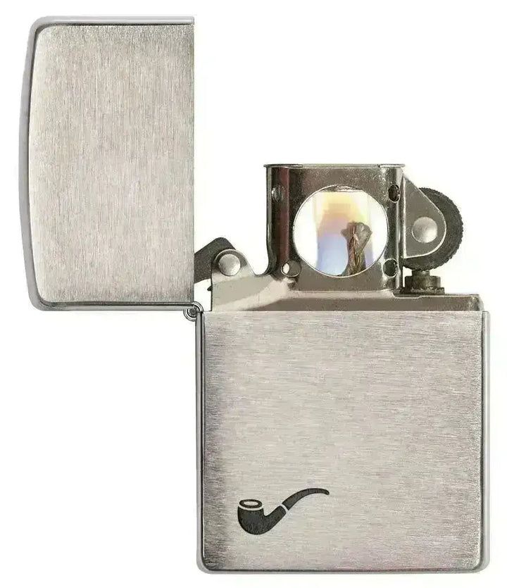 Zippo Lighter - Pipe Brushed Chrome - Game-On.no